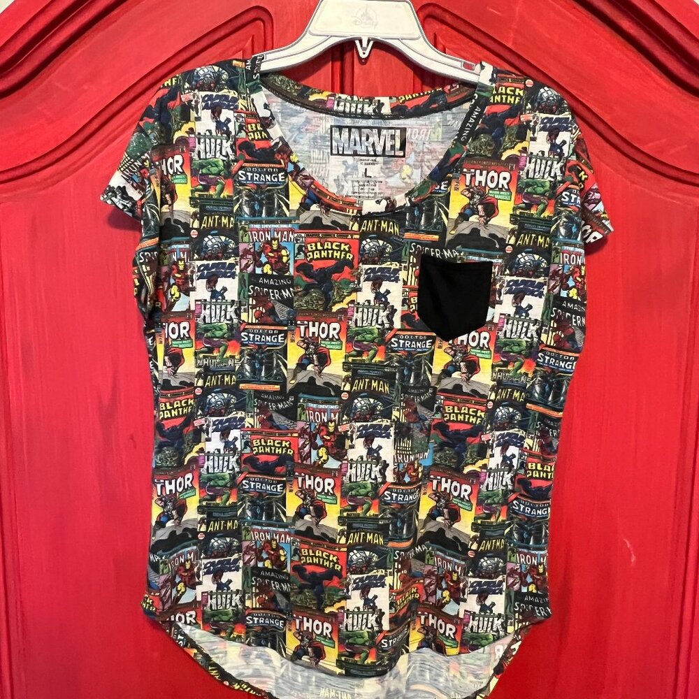 Marvel comics shirt size Large hi lo top short sleeve women juniors